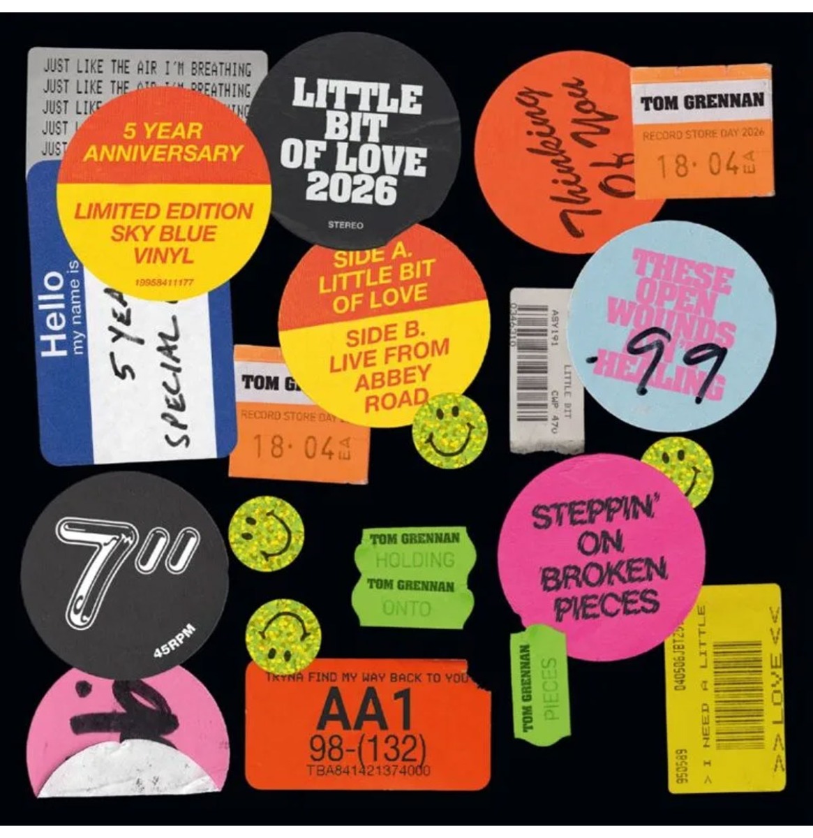 Single: Tom Grennan - Little Bit Of Love: 5th Anniversary Edition (Luchtblauw Vinyl) (Record Store Day 2026) | 8% korting (LP) | Fiftiesstore