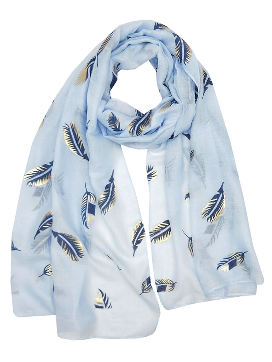 Sjaal Blaadjes Lichtblauw | Fashionize