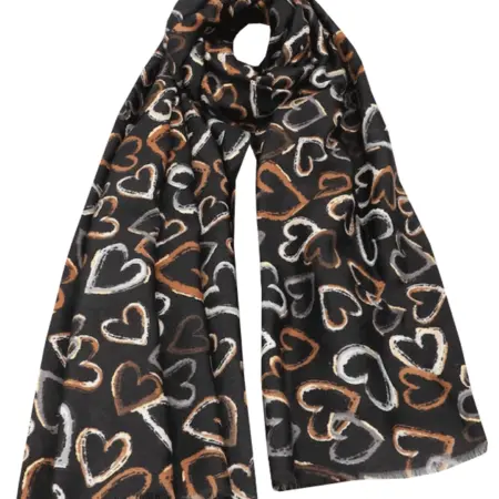 Sjaal Hartjes Zwart | Fashionize