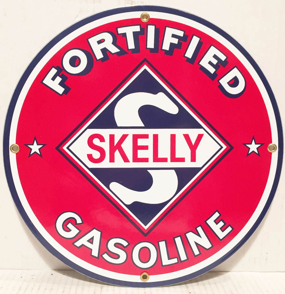 Skelly Fortified Gasoline Emaille Bord 12" / 30 cm | Fiftiesstore