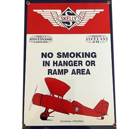 Skelly No Smoking In Hangar Or Ramp Area Emaille Bord - 36 x 25 cm | Fiftiesstore
