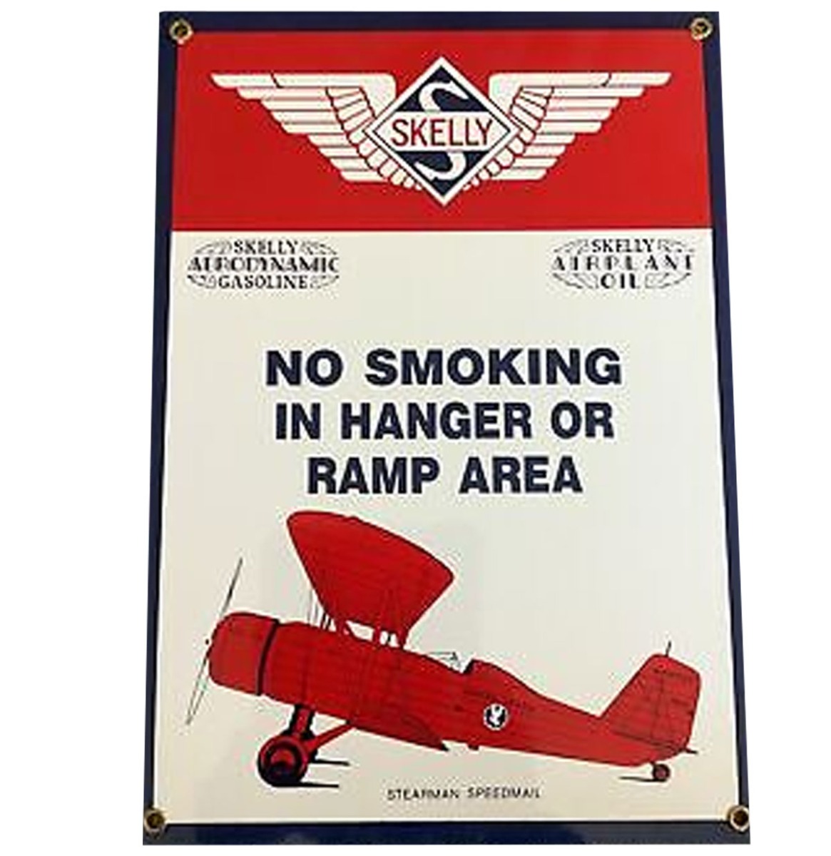 Skelly No Smoking In Hangar Or Ramp Area Emaille Bord - 36 x 25 cm | Fiftiesstore
