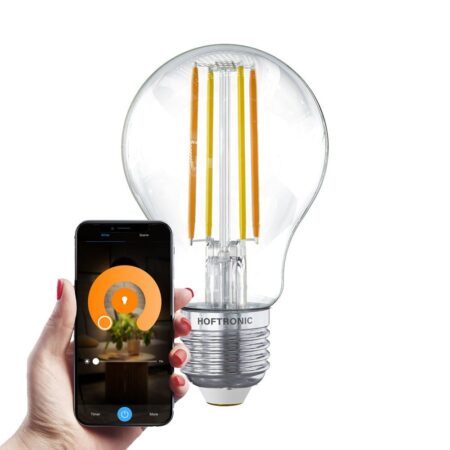 Smart E27 LED Filament Lamp - 7 Watt 806 Lumen - A60 Transparant - 1800-3000K - Dimbaar | HOFTRONIC