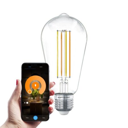 Smart E27 LED Filament Lamp - 7 Watt 806 lumen - ST64 Helder - 1800-3000K - Dimbaar - Edison lamp | HOFTRONIC SMART