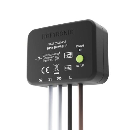 Smart LED Puck Dimmer met kabel - 2-200W - Wisselschakeling - Fase-aansnijding- en afsnijding - Werkt met Zigbee | HOFTRONIC