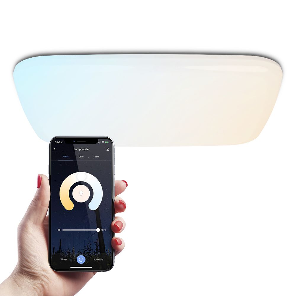 Smart plafondlamp - Vierkant - 30W - 3000lm - 42x42cm - RGBWW - Wifi + Bluetooth - Google Home
