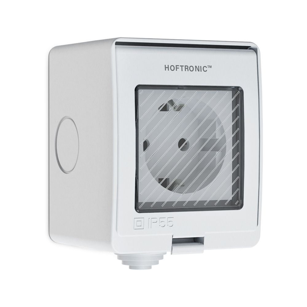 Smart stekker - WiFi & Bluetooth - IP55 voor binnen en buiten - Compatibel met Amazon Alexa en Google Home - Wit - Europlug | HOFTRONIC SMART