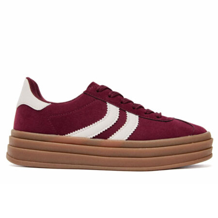 Sneakers Gestreept Bordeaux | Fashionize