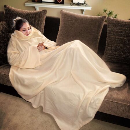 Snugs Beige - Fleece Deken met Mouwen - Deken 140 x 185 cm | MikaMax