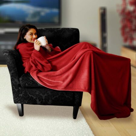 Snugs Deluxe Fleece Deken met Mouwen - Rood - 215x150 cm | MikaMax