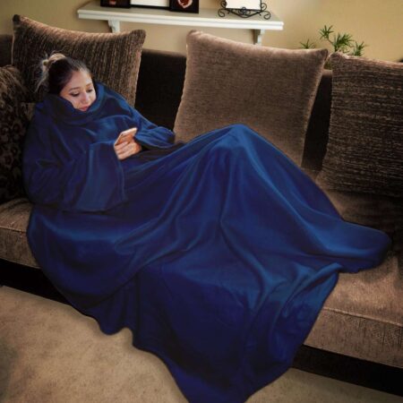 Snugs blauw - Fleece Deken met Mouwen - Deken 140 x 185 cm | MikaMax