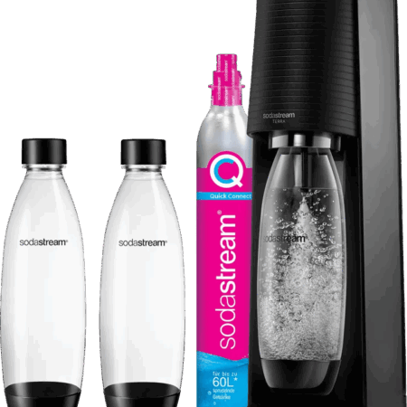 SodaStream TERRA Zwart + Kunststof flessen 1 liter 2-pack