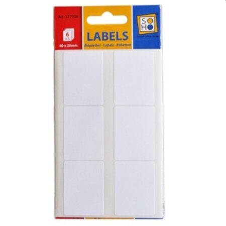 Soho etiketten wit 40x30mm 6/6 vel | Soho