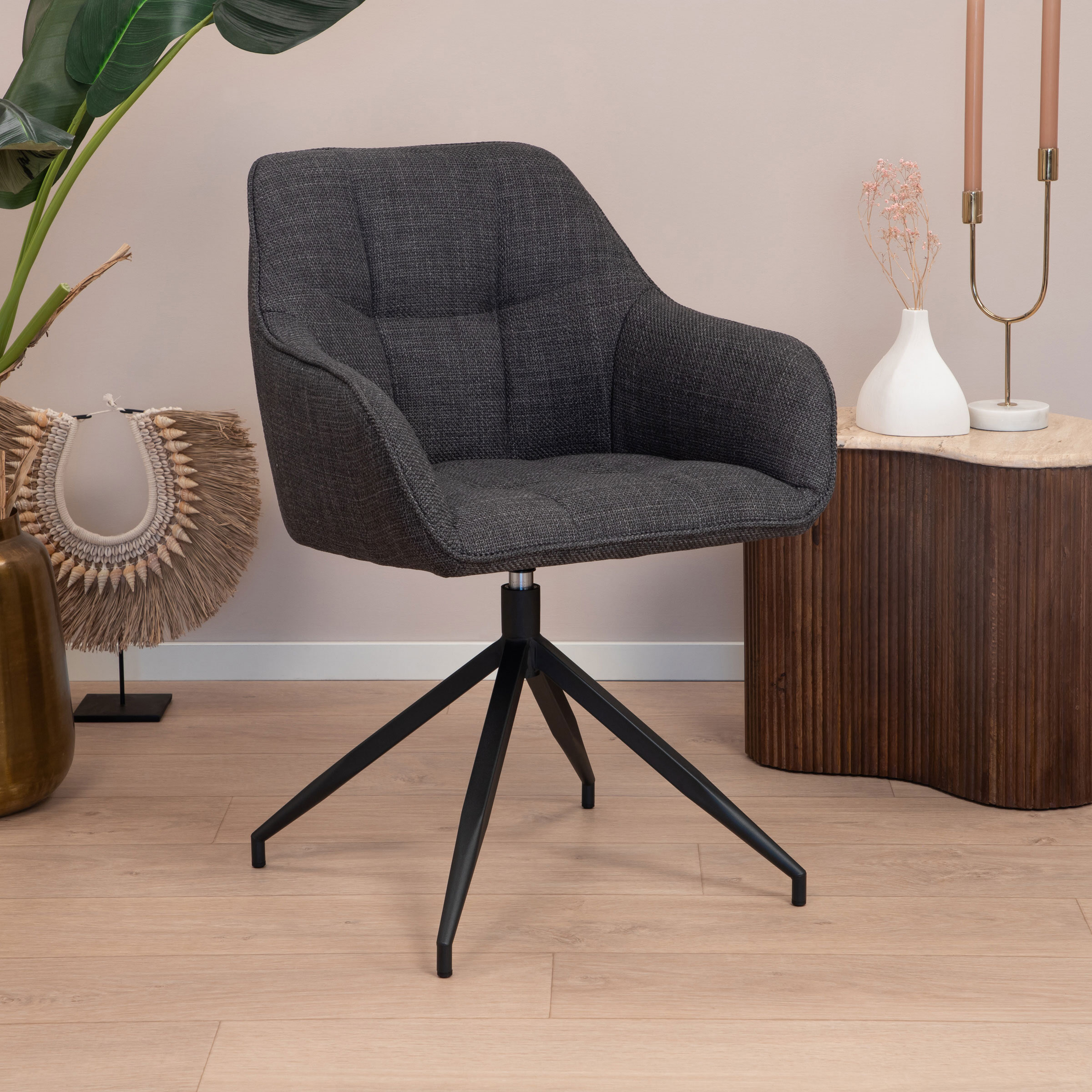 Sohome Draaibare Eetkamerstoel 'Loa' kleur Donkergrijs | Sohome