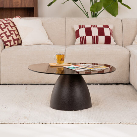 Sohome Organische Salontafel 'Jacky' Glas en gecoat staal