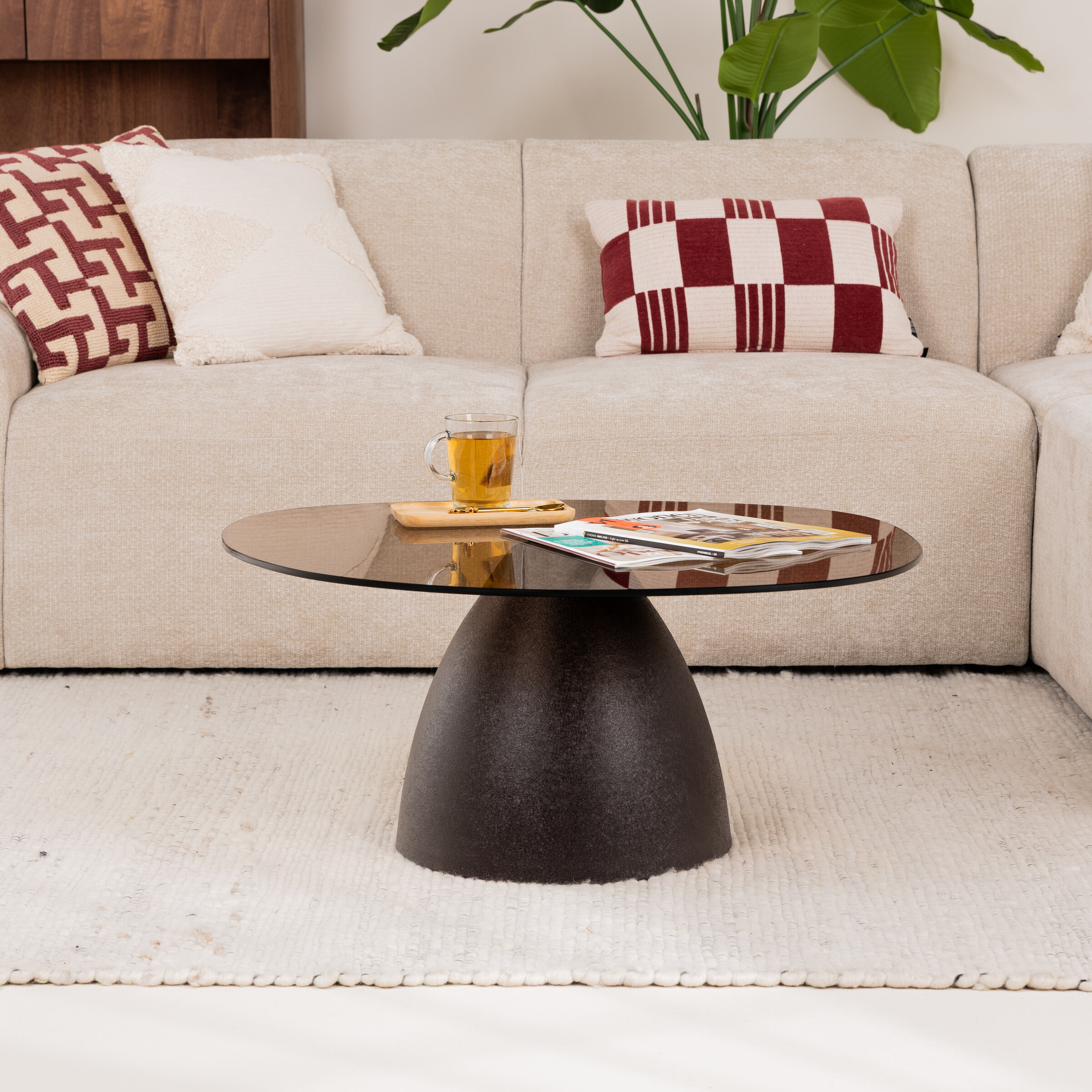 Sohome Organische Salontafel 'Jacky' Glas en gecoat staal