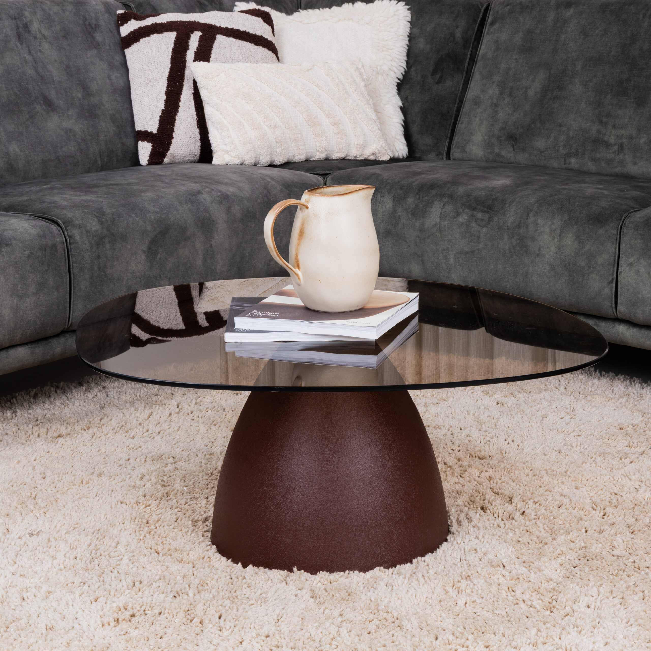 Sohome Organische Salontafel 'Jacky' Glas en gecoat staal