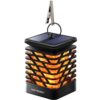 Solar Tuinlantaarn Amelia - Met sfeervol vlam effect - IP65 Waterdicht - Warm wit 3000K licht - Schemerschakelaar - Tafellamp - Hanglamp - Solar lantaarn - Zwart | HOFTRONIC