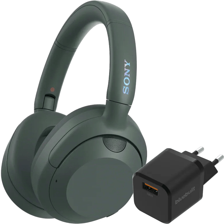 Sony ULT Wear Groen + BlueBuilt Quick Charge Oplader met Usb A Poort 18W Zwart