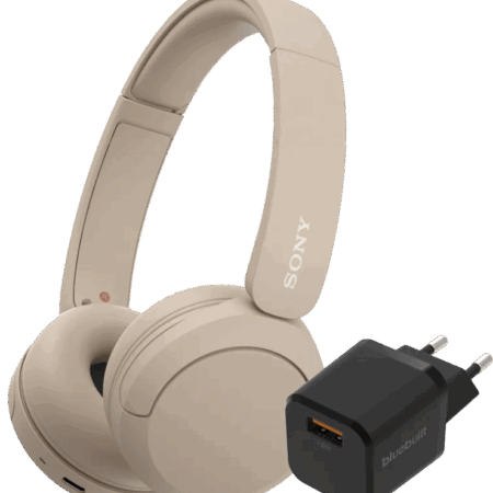 Sony WH-CH520 Crème + BlueBuilt Quick Charge Oplader met Usb A Poort 18W Zwart