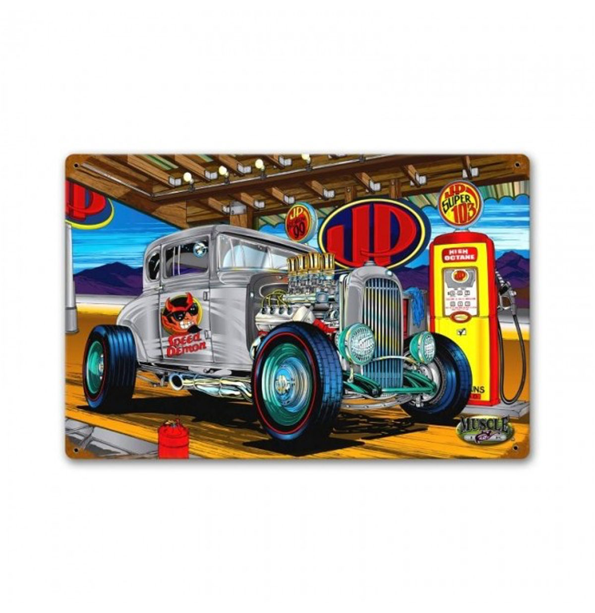 Speed Demon Hot Rod Gas Station Zwaar Metalen Bord | Fiftiesstore