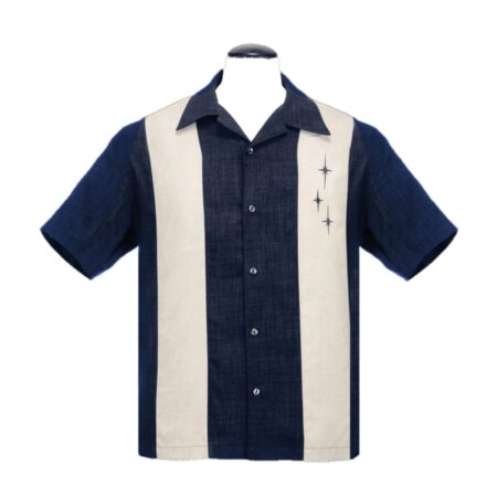 Steady 3 Star Panel Shirt Denim Cream-XL | Steady Clothing