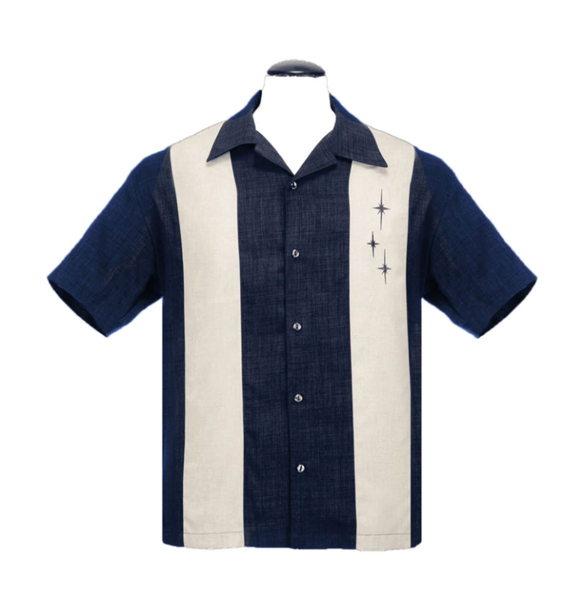 Steady 3 Star Panel Shirt Denim Cream-XL | Steady Clothing