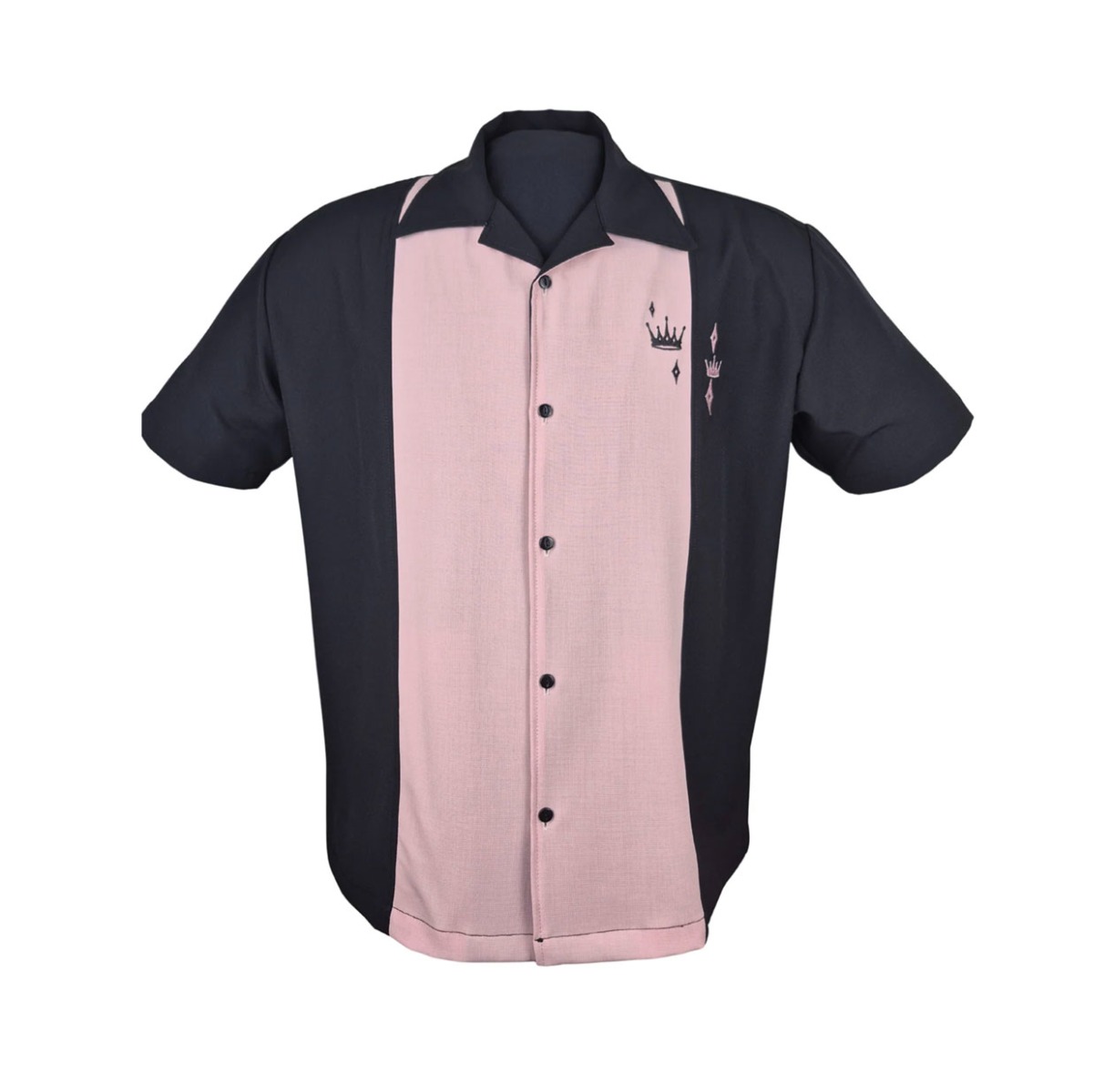 Steady Contrast Crown Shirt Black Pink-2XL | Fiftiesstore