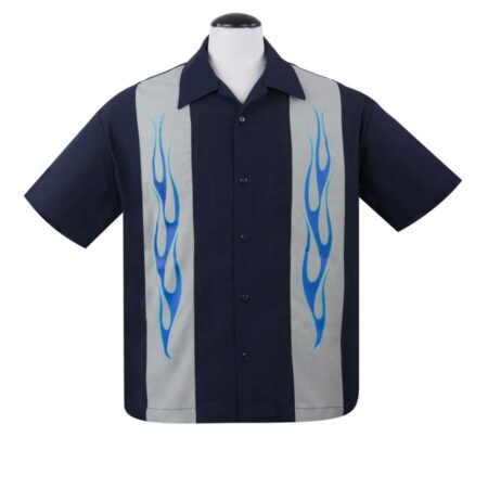 Steady Flame 'n Hot Shirt Black Silver Blue-S | Steady Clothing
