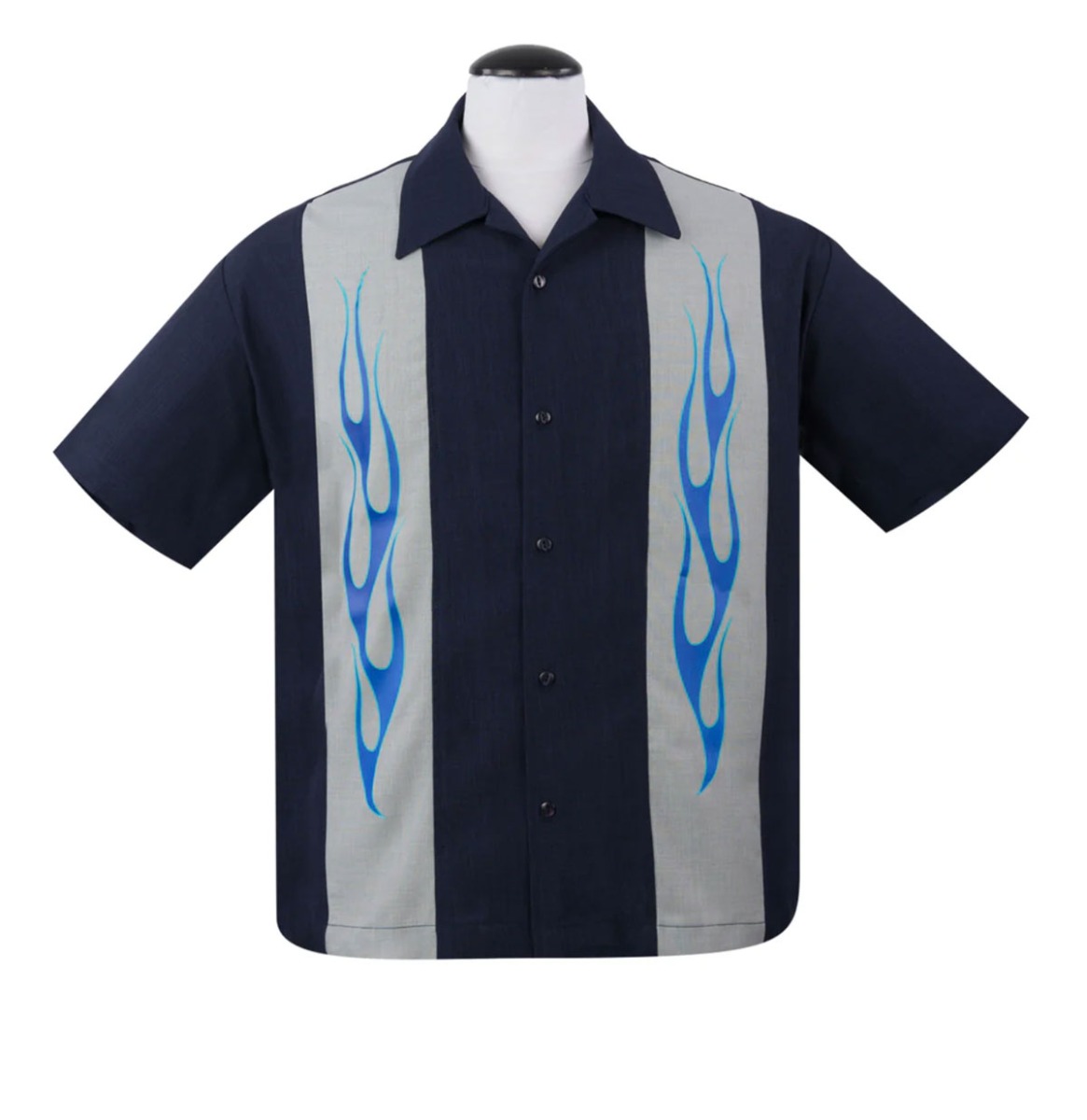 Steady Flame 'n Hot Shirt Black Silver Blue-S | Steady Clothing