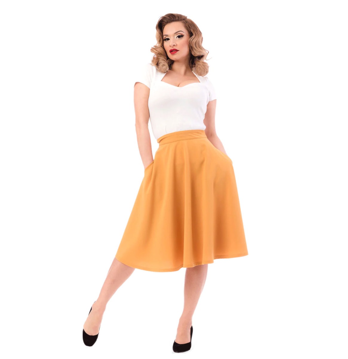 Steady High Waist Thrills Skirt Mustard-L | Steady Clothing