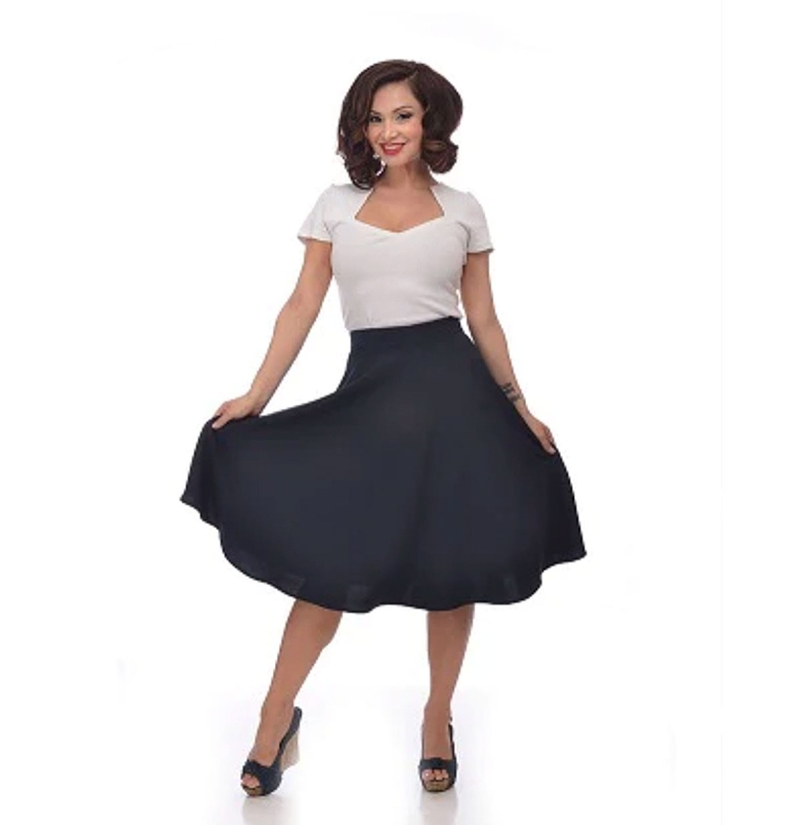 Steady High Waist Thrills Skirt Navy-L | Steady Clothing