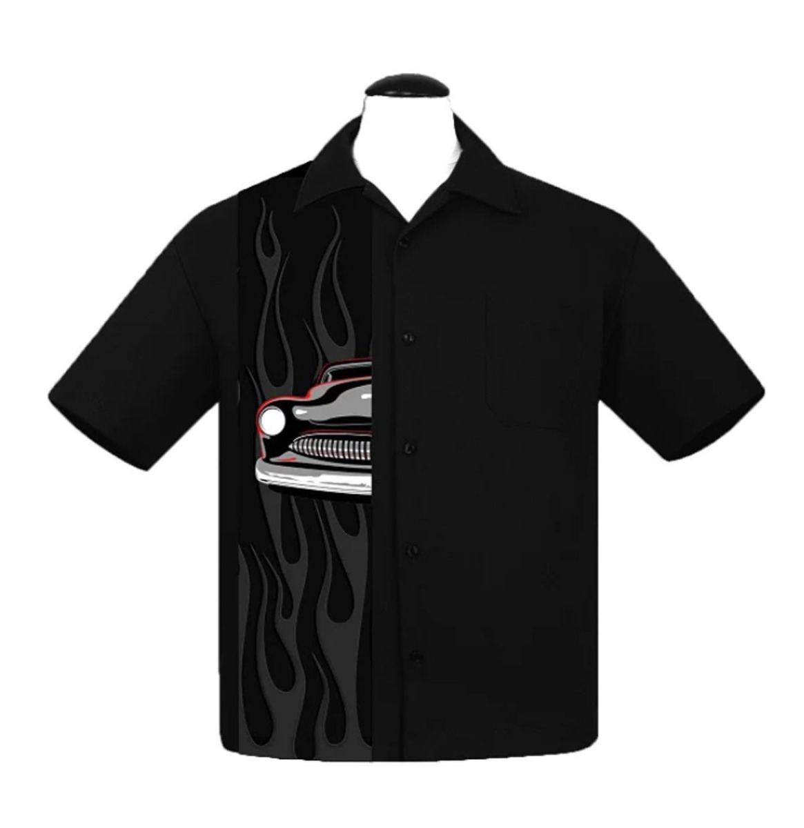 Steady Merc Flame Panel Shirt Black-L | Steady Clothing