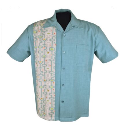 Steady Mod Martini Panel Shirt Aqua-2XL | Steady Clothing