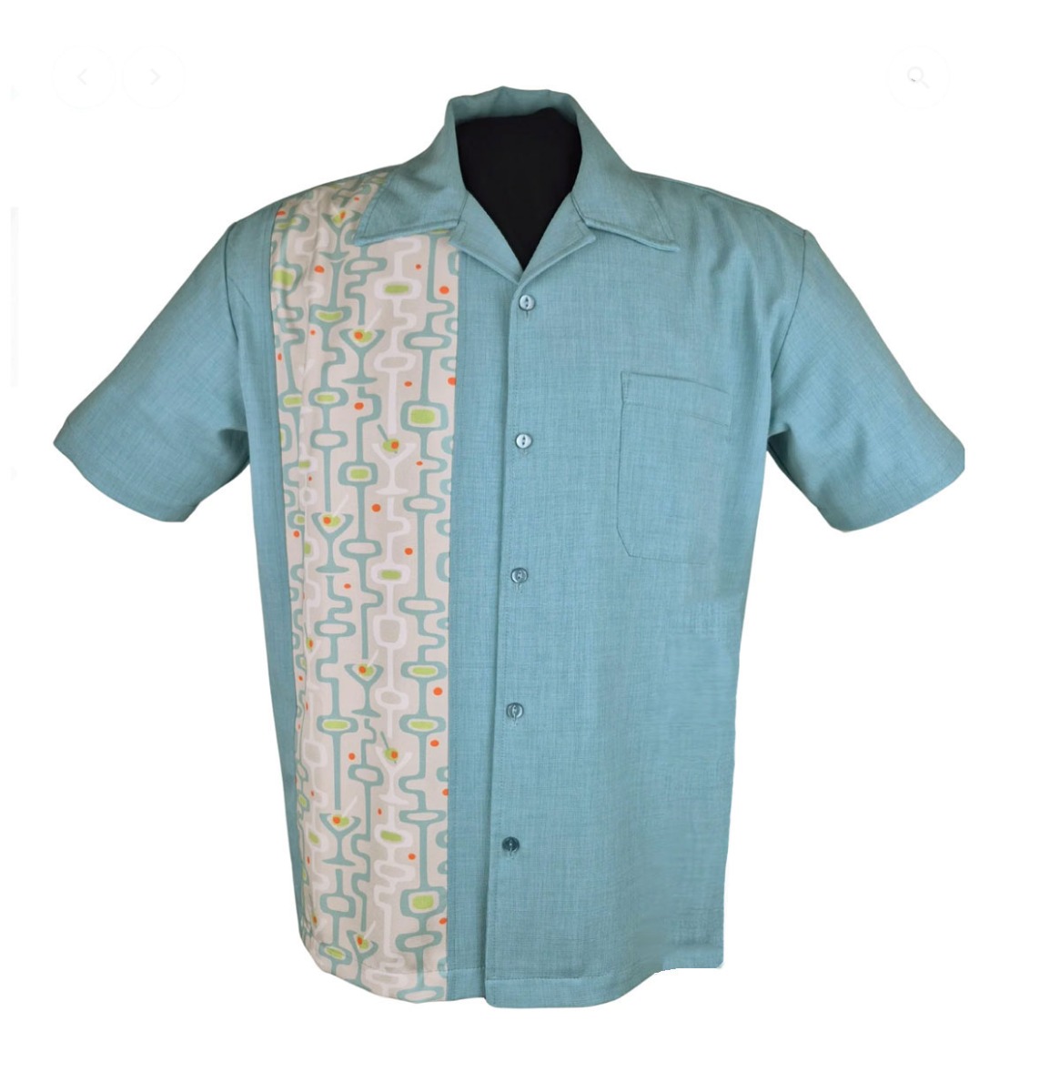 Steady Mod Martini Panel Shirt Aqua-2XL | Steady Clothing