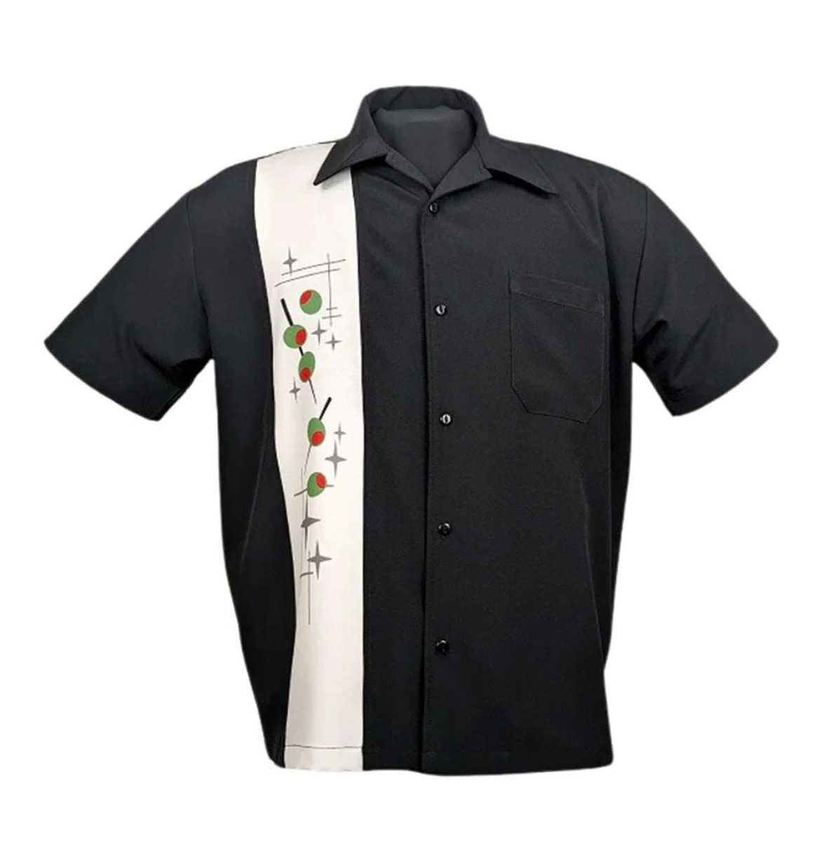 Steady Olive Pick Panel Shirt Black-2XL | Steady Clothing