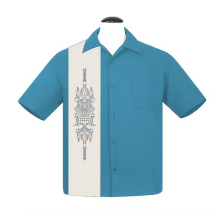 Steady Pinstripe Tiki Panel Shirt Pacific-2XL | Steady Clothing