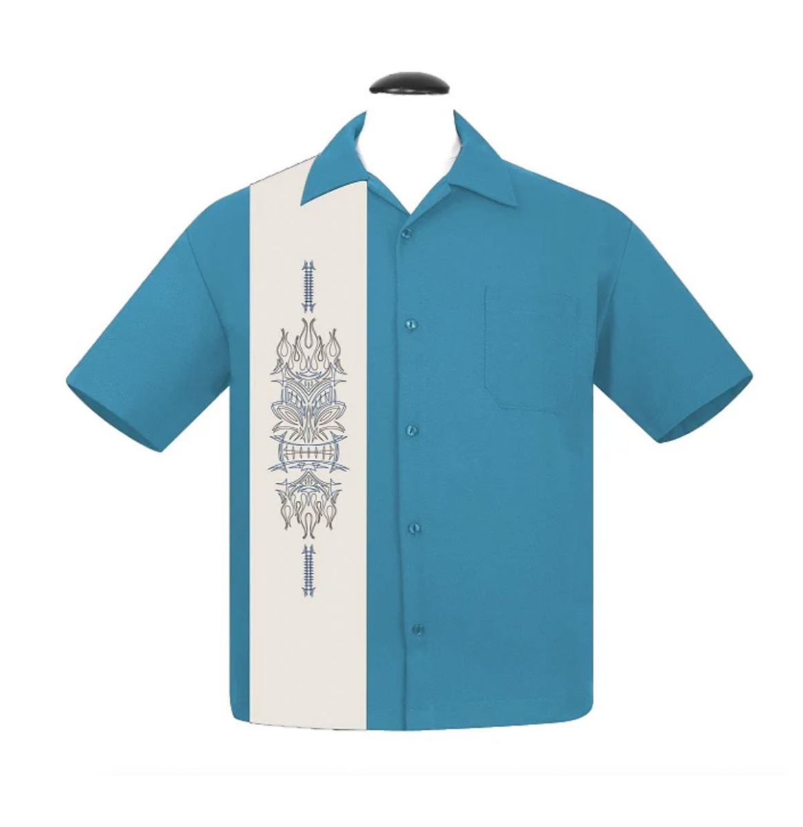 Steady Pinstripe Tiki Panel Shirt Pacific-2XL | Steady Clothing