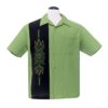 Steady Pinstripe Tiki Panel Shirt in Green-2XL | Steady Clothing