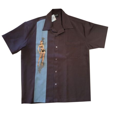 Steady Pinup Panel Shirt Charcoal Blue-S | 25% korting | Fiftiesstore