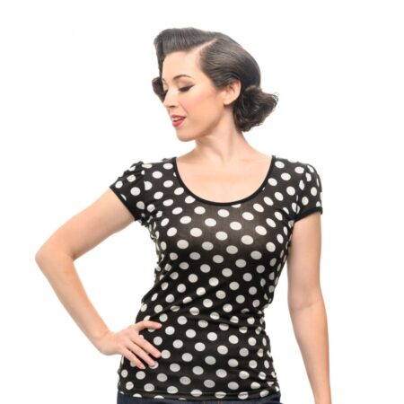 Steady Roby Top Polka Black White-S | Fiftiesstore
