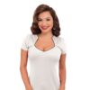 Steady Sophia Piped Top Ivory Black-XXXL | Fiftiesstore