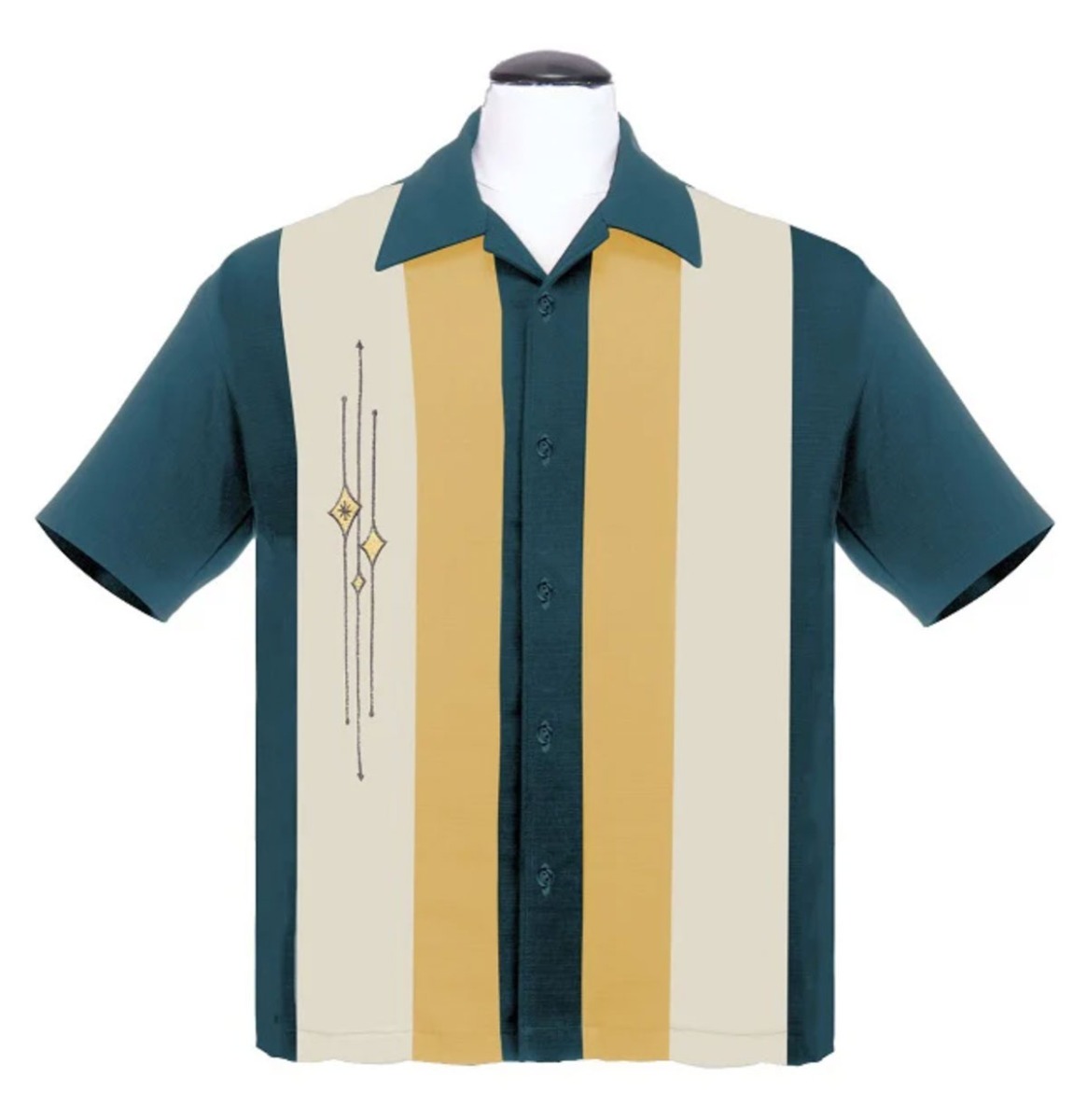 Steady The Finley Shirt Teal Mustard Cream-L | Steady Clothing