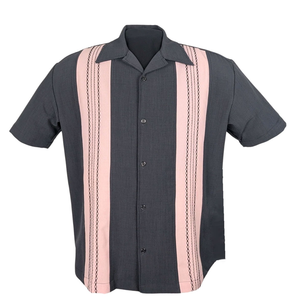 Steady The Ricardo Shirt Charcoal Pink-2XL | Fiftiesstore