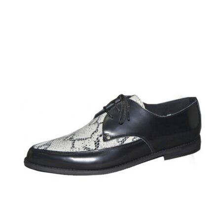Steel Ground Simpsons Black Box Leather White Python Suede Shoes-41 (NL) / 7 (UK) | Steel Ground Shoes