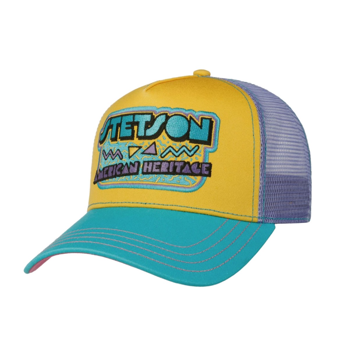 Stetson 90s Trucker Pet Geel Mint Paars | Stetson