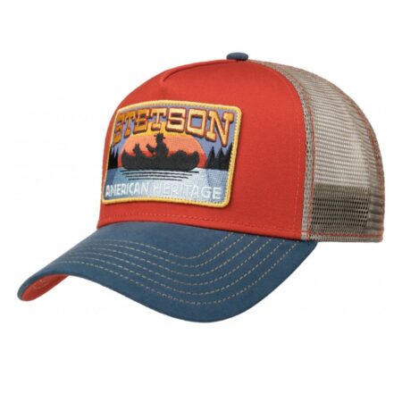 Stetson Canoe Trucker Pet Rood Blauw | Stetson