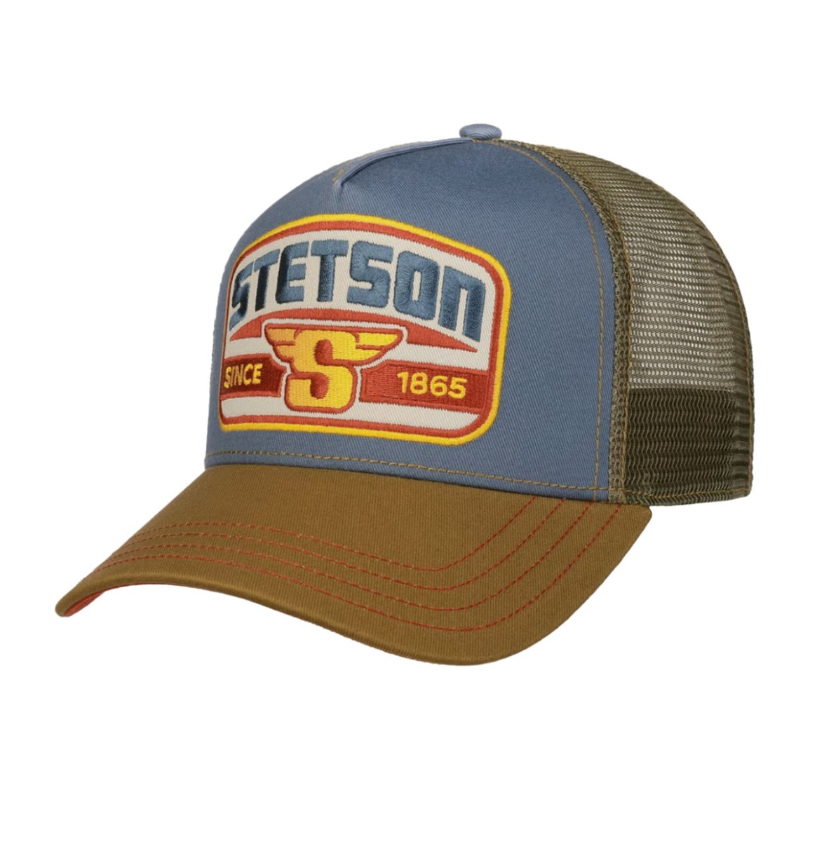 Stetson S Wing Patch Trucker Pet Blauw Bruin | Stetson