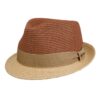 Stetson Trilby Toyo Raffia Hat Nature Rust Red-55/S | Fiftiesstore