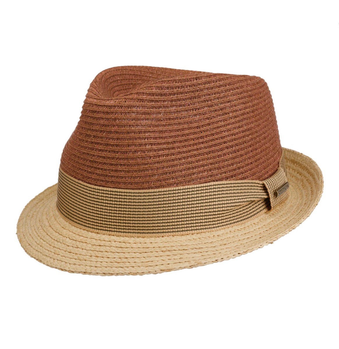 Stetson Trilby Toyo Raffia Hat Nature Rust Red-55/S | Fiftiesstore